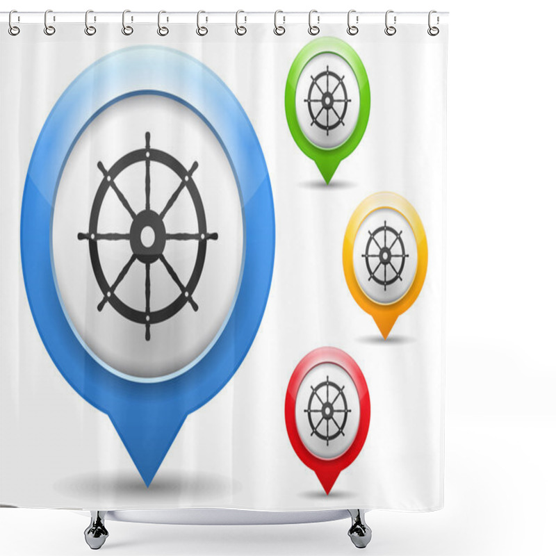 Personality  Ship Wheel Icon Shower Curtains