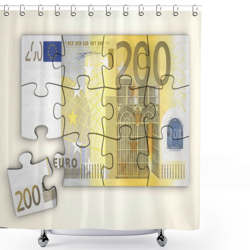 Personality  200 Euro Note Puzzle - Top View Shower Curtains