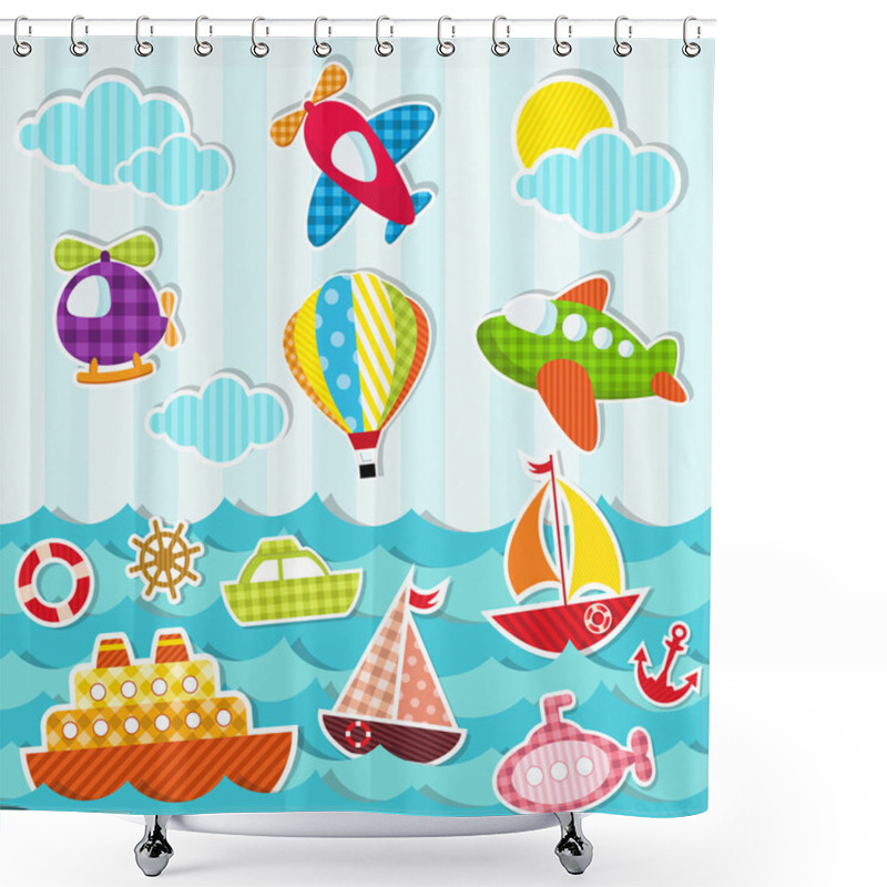 Personality  Sea And Air Transport Shower Curtains