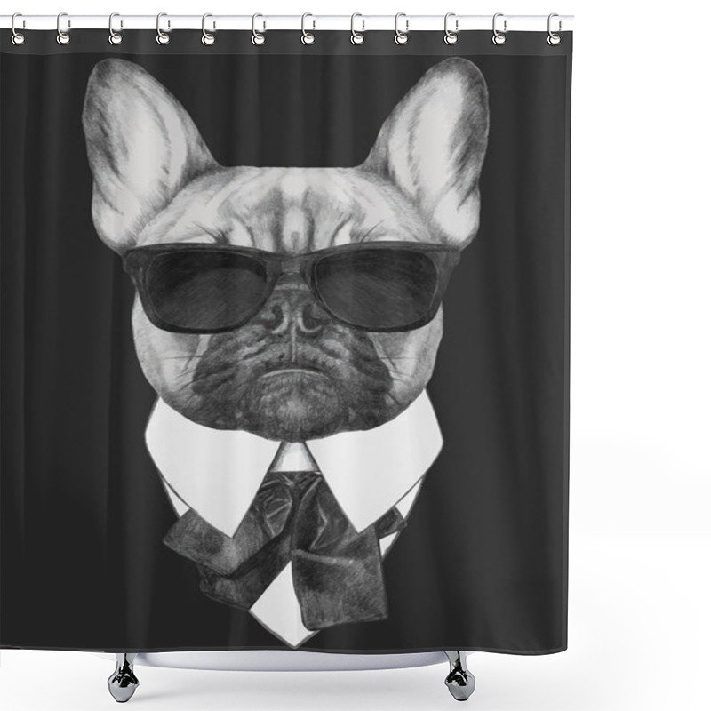 Personality  French Bulldog Fashion Portrait Shower Curtains