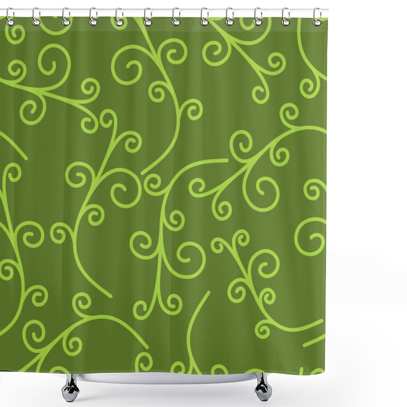 Personality  Elegant Green Vine Pattern Background Shower Curtains