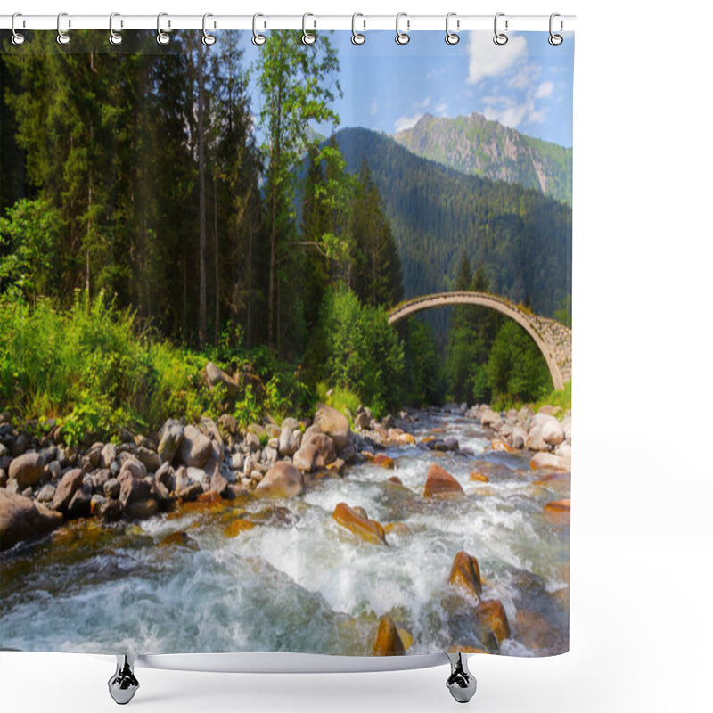 Personality  Old Historical Stone Bridges And Nature Scenery Shower Curtains