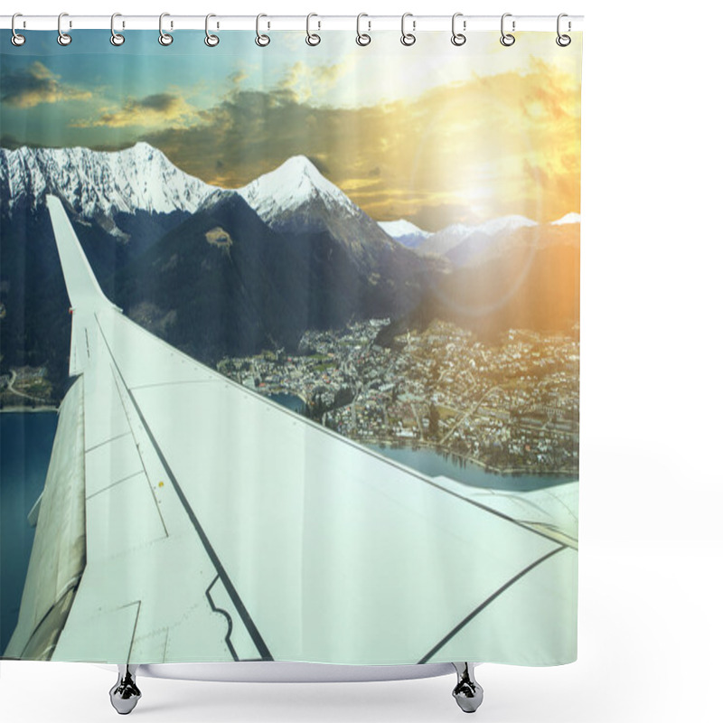 Personality  Pland Flying Over Queenstown Impotant Town And Traveling Destina Shower Curtains