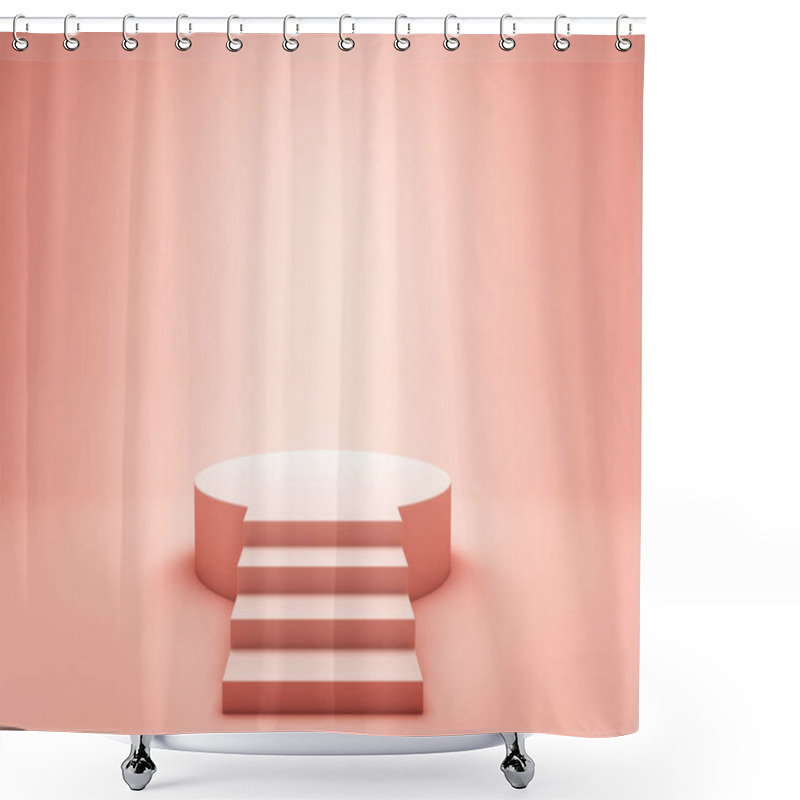 Personality  Podium For Winner In Coral Tone. 3D Illustration. Shower Curtains