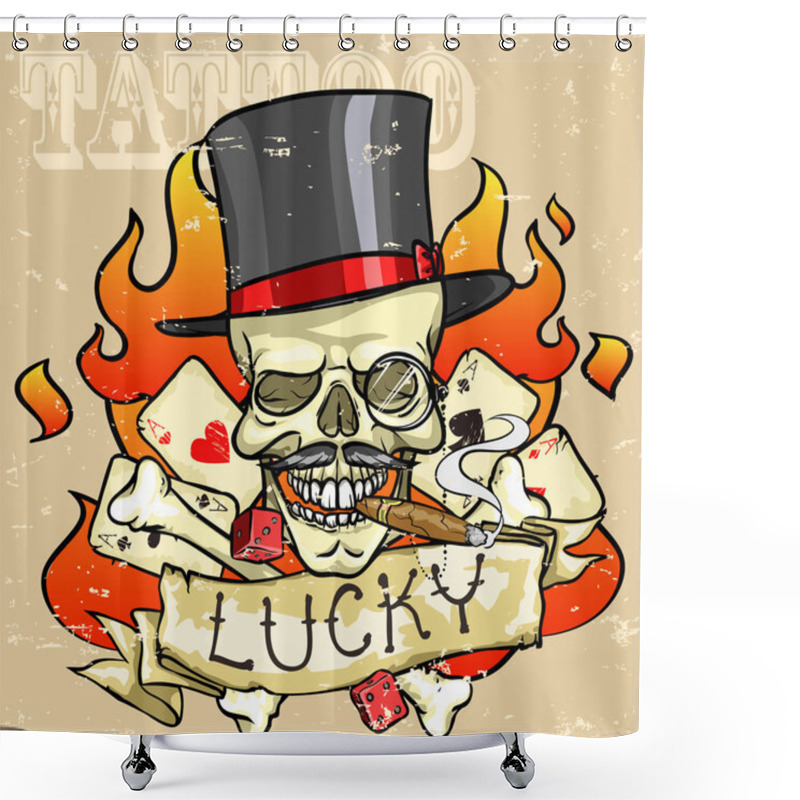 Personality  Skull Tattoo Shower Curtains