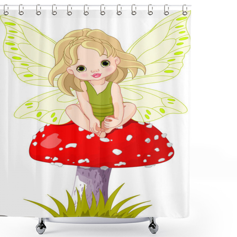 Personality  Baby Fairy On The Mushroom Shower Curtains