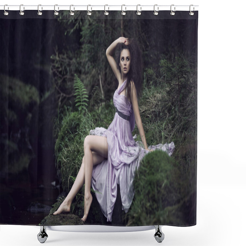 Personality  Sensual Woman In Nature Scenery Shower Curtains