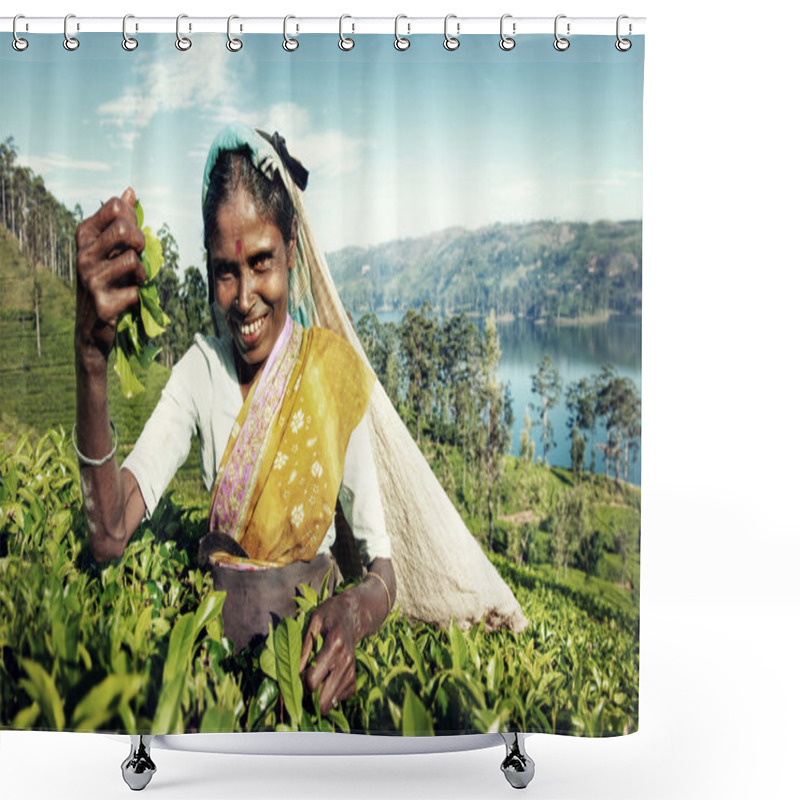 Personality  Woman Picking Tea Leaves Concept Shower Curtains