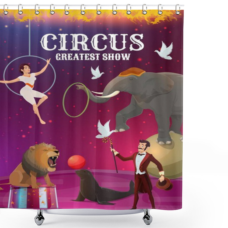 Personality  Big Top Circus, Acrobat And Magician, Animal Shower Curtains