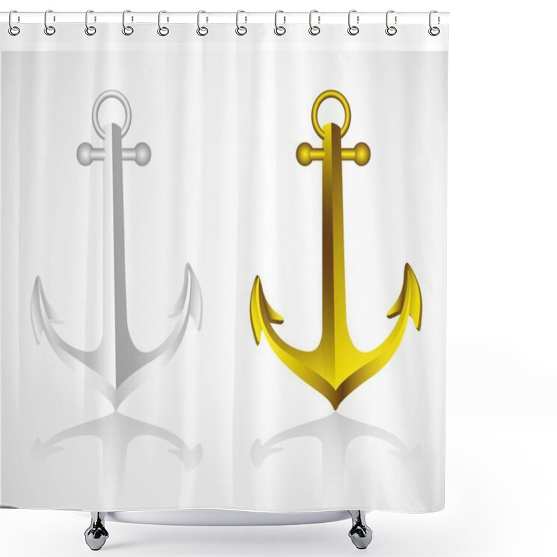 Personality  Anchors Gold And Silver Shower Curtains