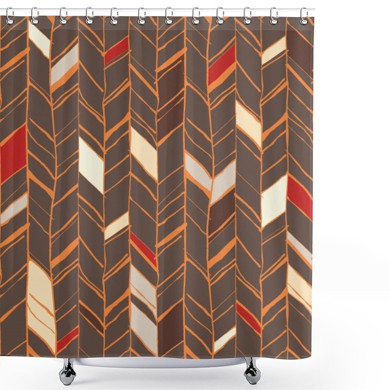 Personality  Hand Drawn Herringbone Pattern Shower Curtains