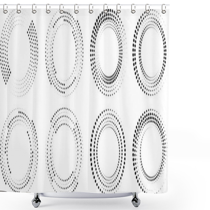 Personality  Set Of Vector Dotted Lines In Circle Forms Shower Curtains