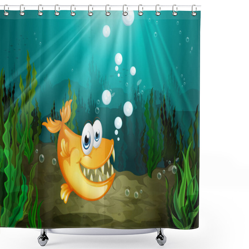 Personality  An Orange Fish With Big Fangs Shower Curtains