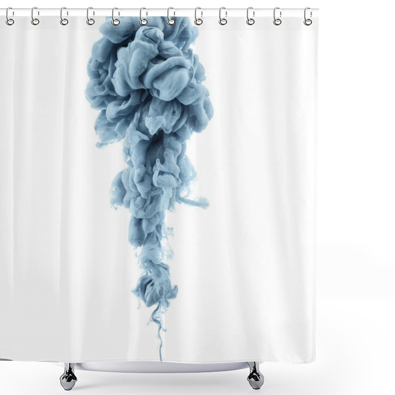 Personality  Close Up View Of Grey Ink Splash Isolated On White Shower Curtains