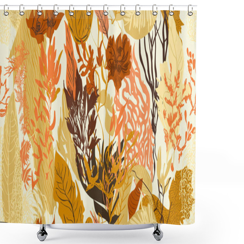 Personality  Exotic Jungle Plants Seamless Pattern Prints, Abstract Flowers, Vector Graphics. Perfect For Fashion, Textiles, And Artistic Projects Collection Of Modern Creative Illustrations Designs. Shower Curtains