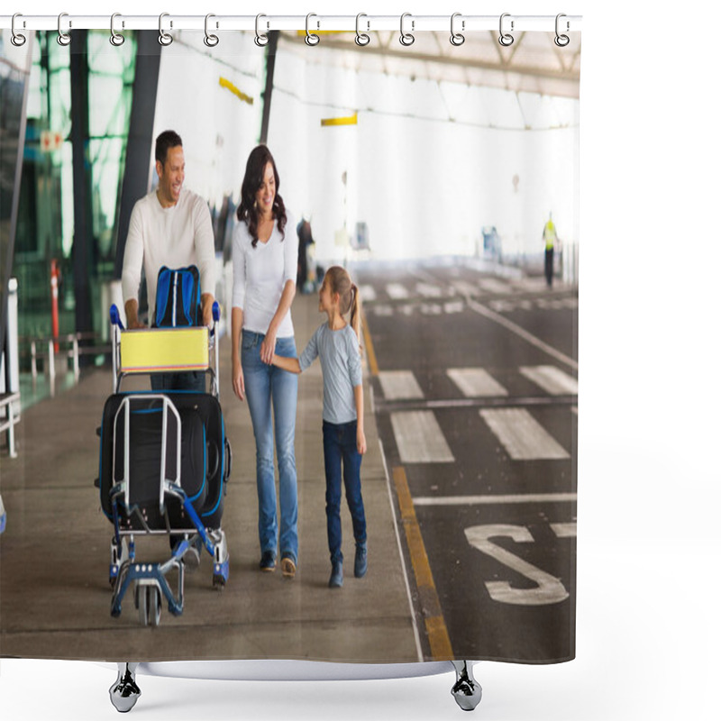 Personality  Family With Suitcases At Airport Shower Curtains