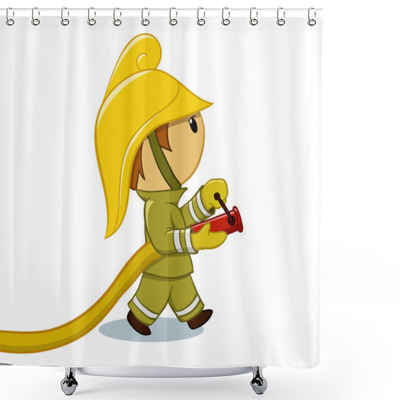 Personality  Fireman With Hose And Funny Helmet Shower Curtains