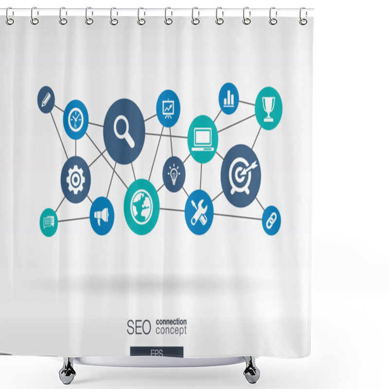 Personality  SEO Network  Flat Icons. Shower Curtains