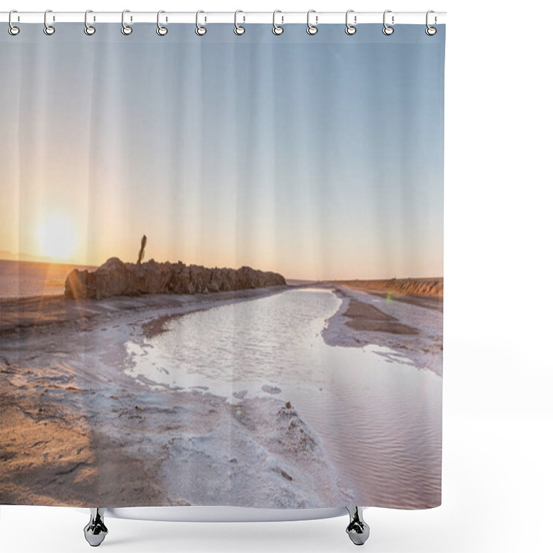 Personality  Sunrise At Chott El Djerid - Salt Lake In Tunisia In Sahara Desert Shower Curtains