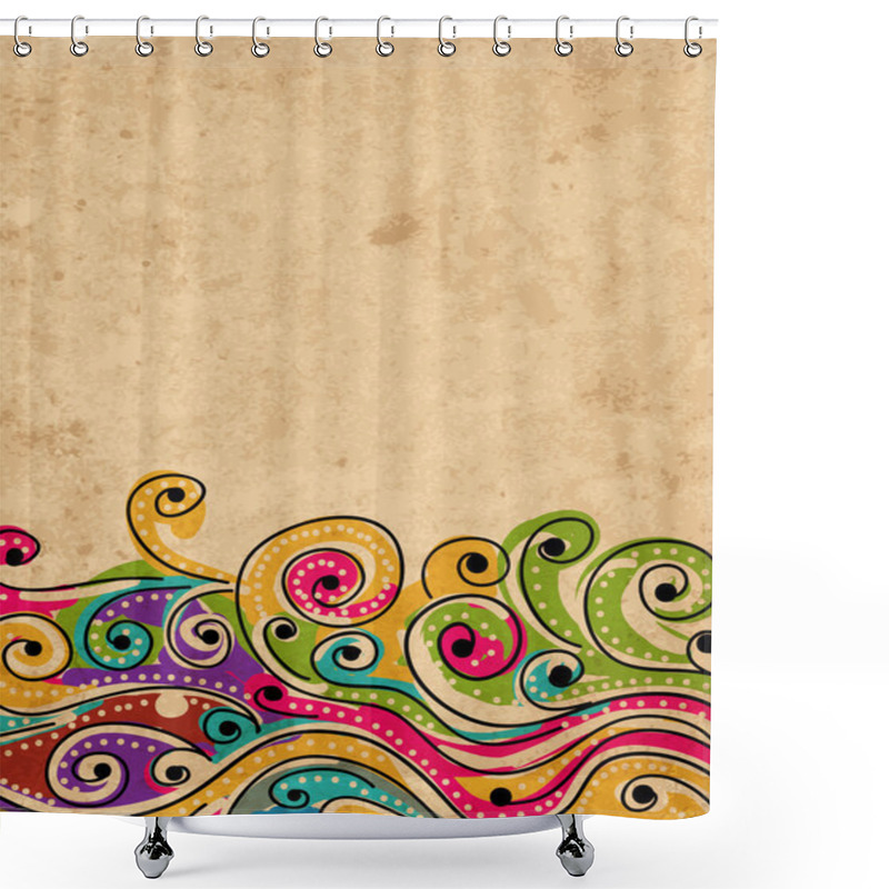 Personality  Wave Hand Drawn Pattern For Your Design, Abstract Grunge Background Shower Curtains