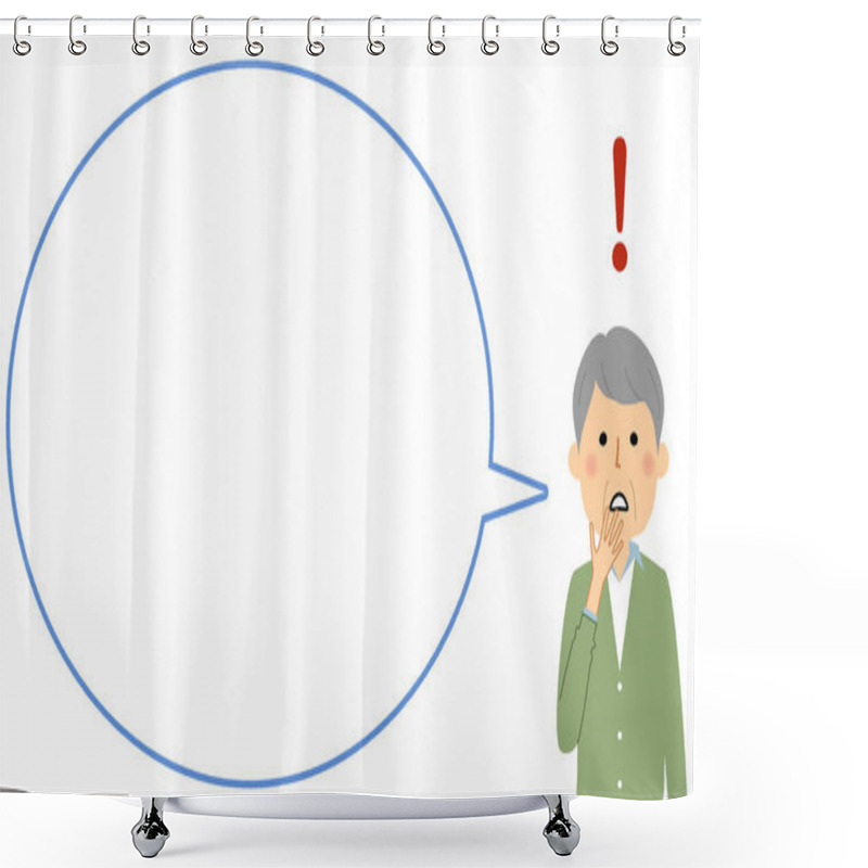 Personality  Elderly Man With Blank Text Bubble,Balloon/It Is A Balloon Illustration Of A Elderly Man. Shower Curtains