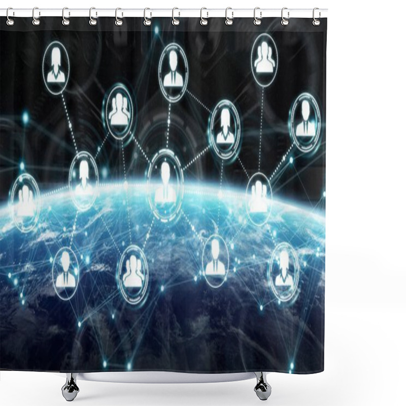 Personality  Digital Social Network On Planet Earth 3D Rendering Shower Curtains