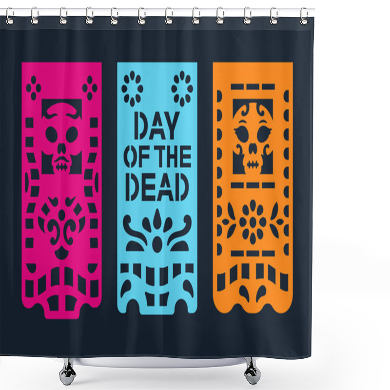 Personality  Dia De Los Muertos Mean Day Of The Dead Celebration. Traditional Mexican Paper Cutting Flags Shower Curtains