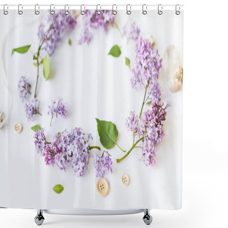 Personality  Wreath Made Of Lilac Flowers Shower Curtains