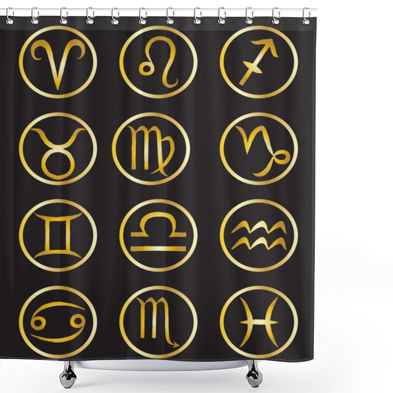 Personality  Zodiac Icons  Illustration Shower Curtains