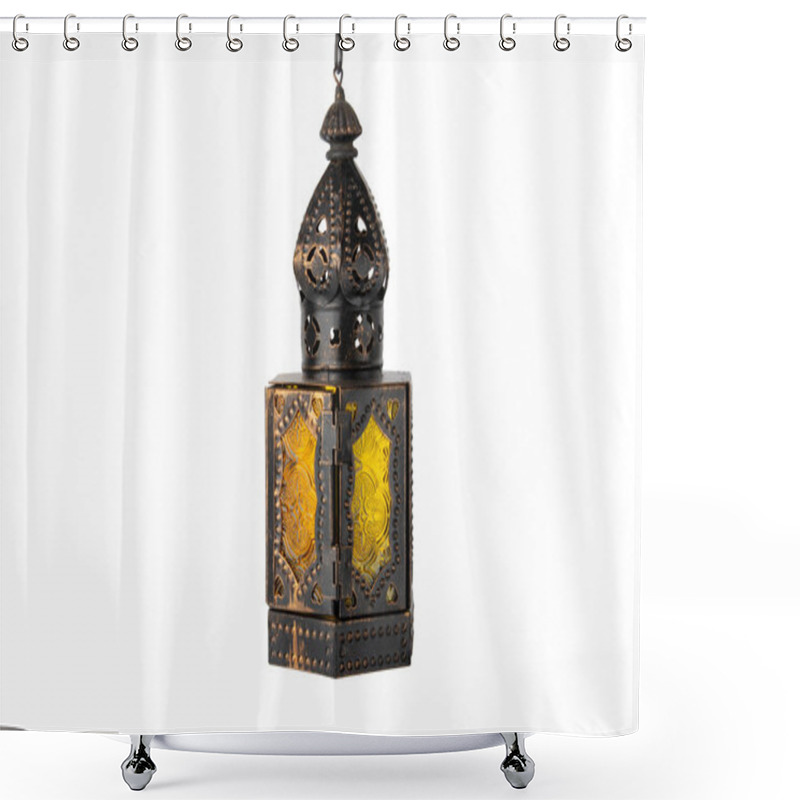 Personality  Lantern. Old Oriental Metallic Lantern Isolated On White Background. Shower Curtains