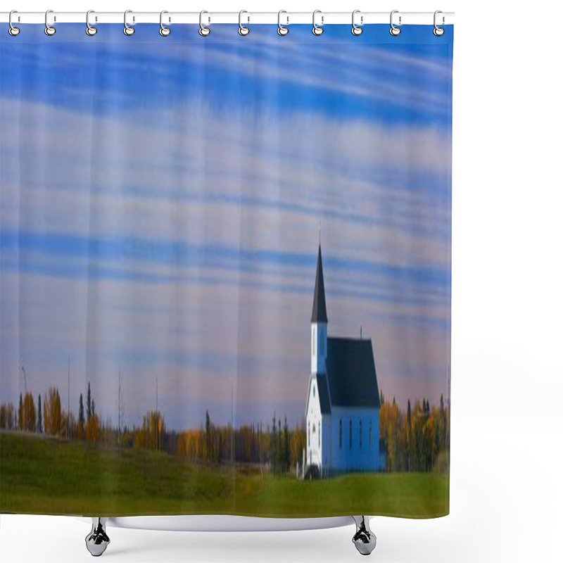 Personality  Traditional Prairie Steeple Church In The Morning Shower Curtains