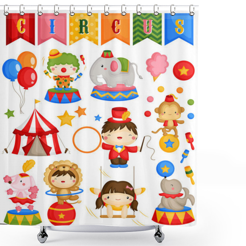 Personality  Carnival Circus Vector Set Shower Curtains