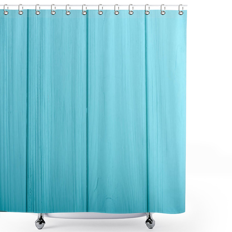 Personality  Blue Turquoise Wooden Background Shower Curtains