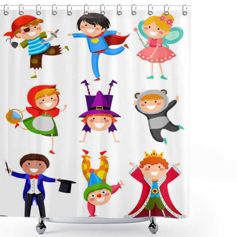 Personality  Kids Wearing Costumes Shower Curtains