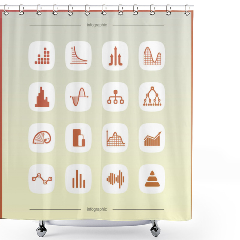 Personality  Flat Icons Set Shower Curtains