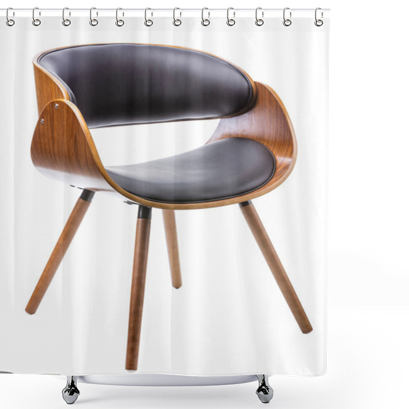 Personality  Modern Design Wooden Chair Over White  Shower Curtains