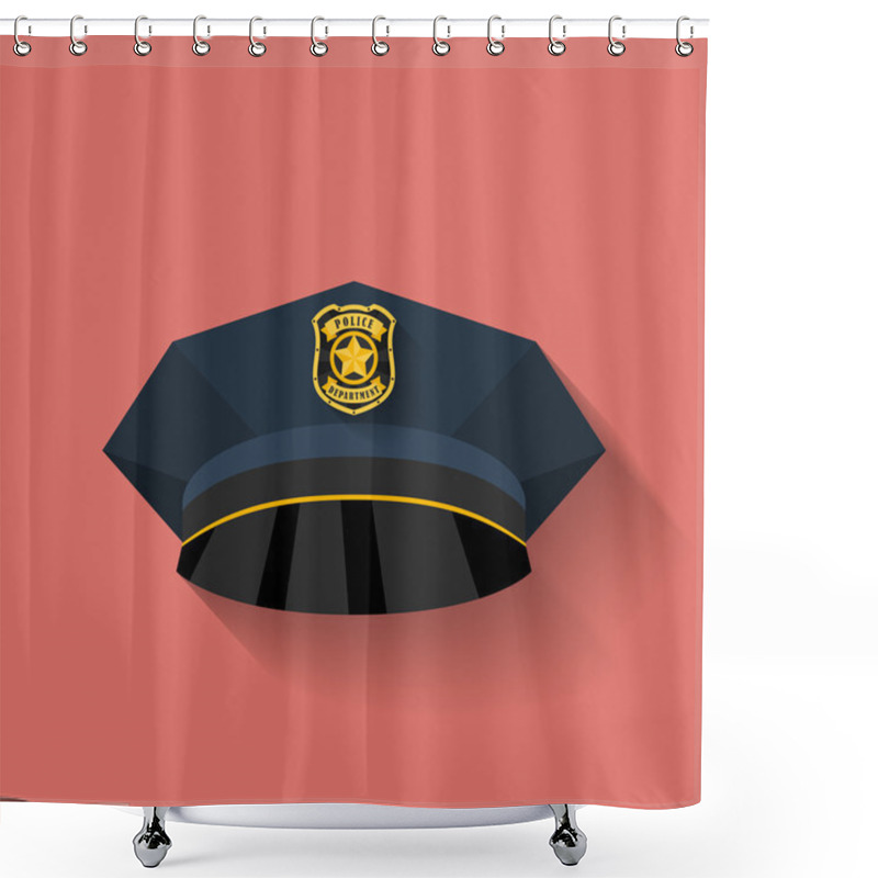 Personality  Icon Of Police Hat, Cop Hat. Flat Style Shower Curtains