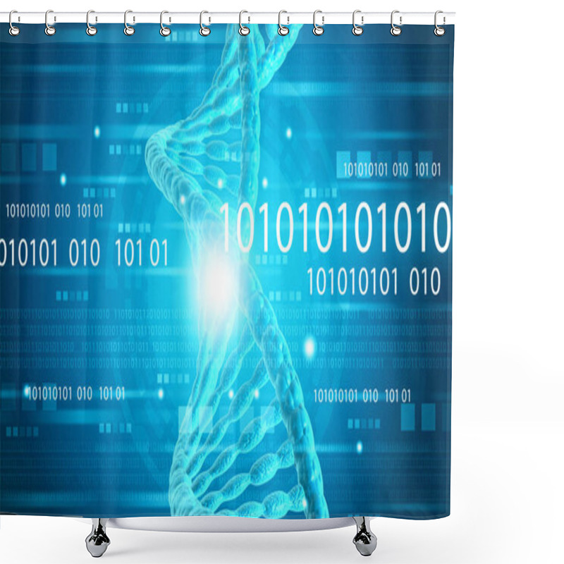 Personality  DNA Strand On Technology Background. 3d Illustration	 Shower Curtains