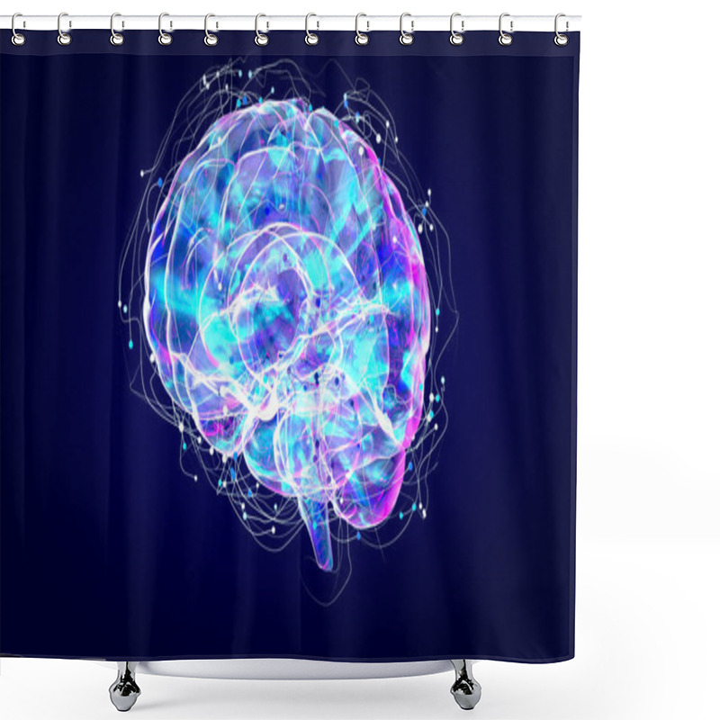 Personality  Brain Xray, Human Anatomy, 3D Illustrated Neurons Shower Curtains