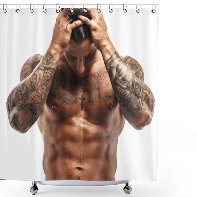 Personality  Tattooed Muscular Guy Shower Curtains