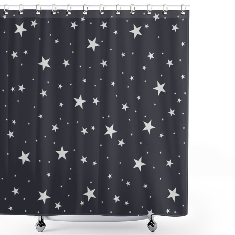 Personality  Black White Stars Pattern Decorative Print Background Vector Illustration Shower Curtains