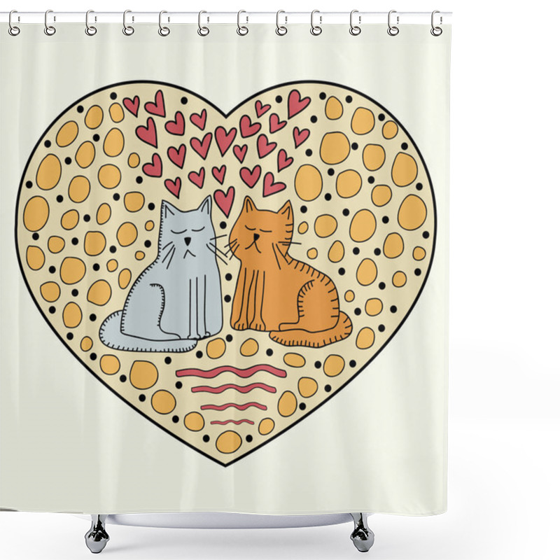 Personality  Cats In Love Background Shower Curtains