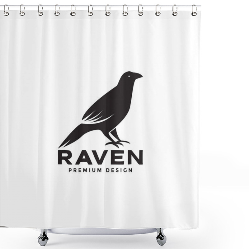 Personality  Black Masculine Bird Raven Logo Symbol Icon Vector Graphic Design Illustration Idea Creative  Shower Curtains