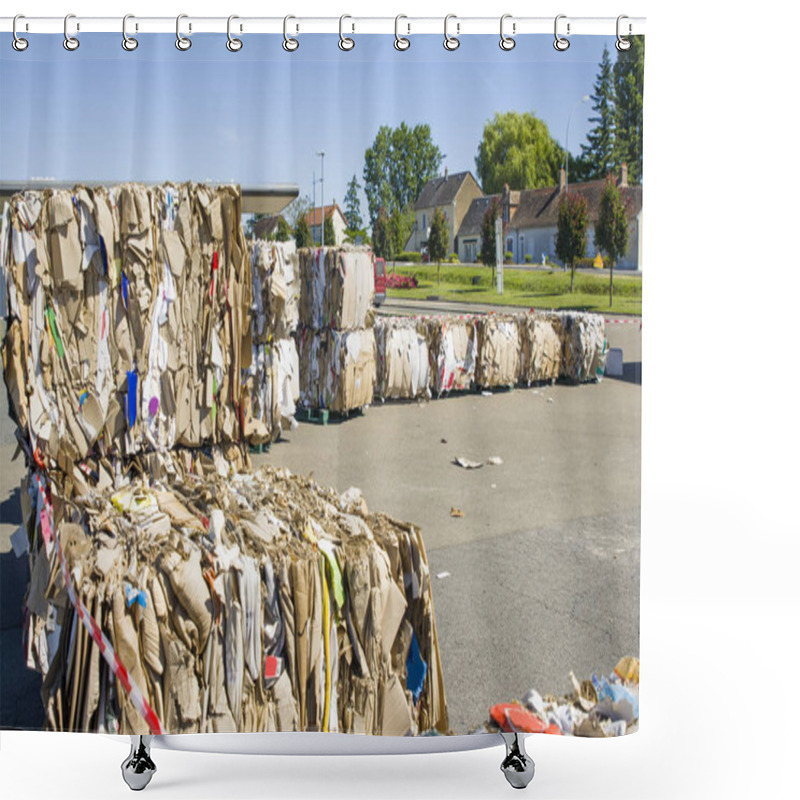 Personality  Cardboard Pressed Into Rows For Further Processing Recycling Shower Curtains