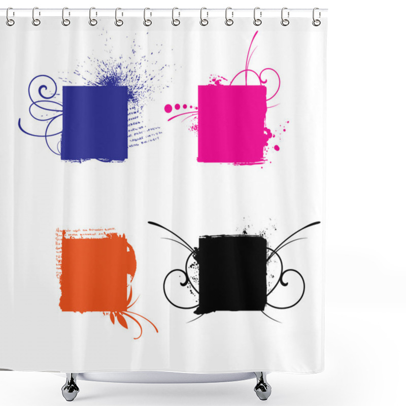 Personality  Grunge Floral Vector Shapes Set Shower Curtains