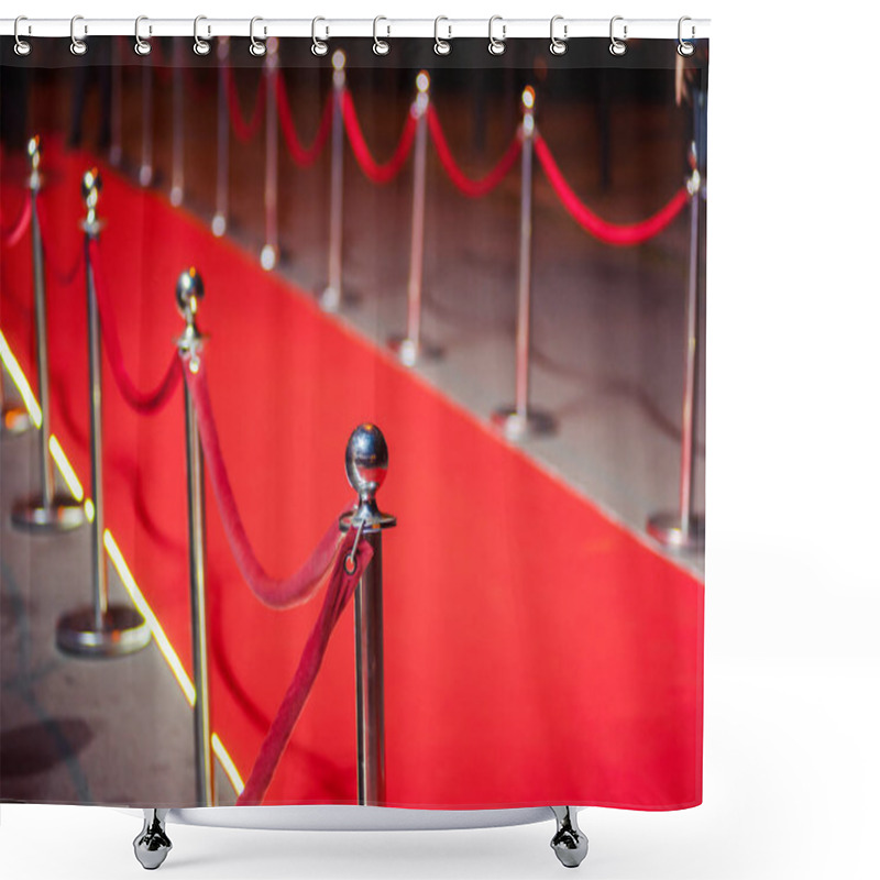 Personality  Long Red Carpet Between Rope Barriers On Entrance. Shower Curtains