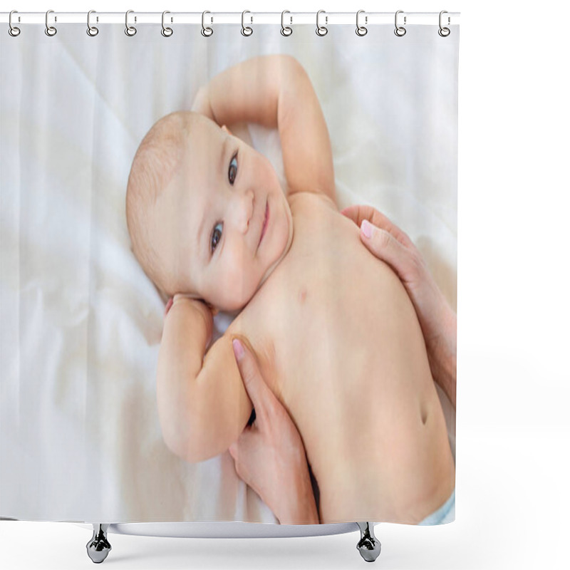 Personality  Mother Massaging Baby   Shower Curtains