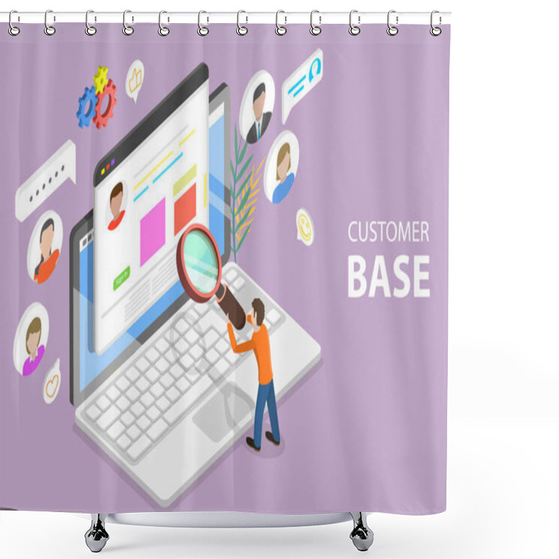 Personality  3D Isometric Flat Vector Conceptual Illustration Of Customer Base Shower Curtains