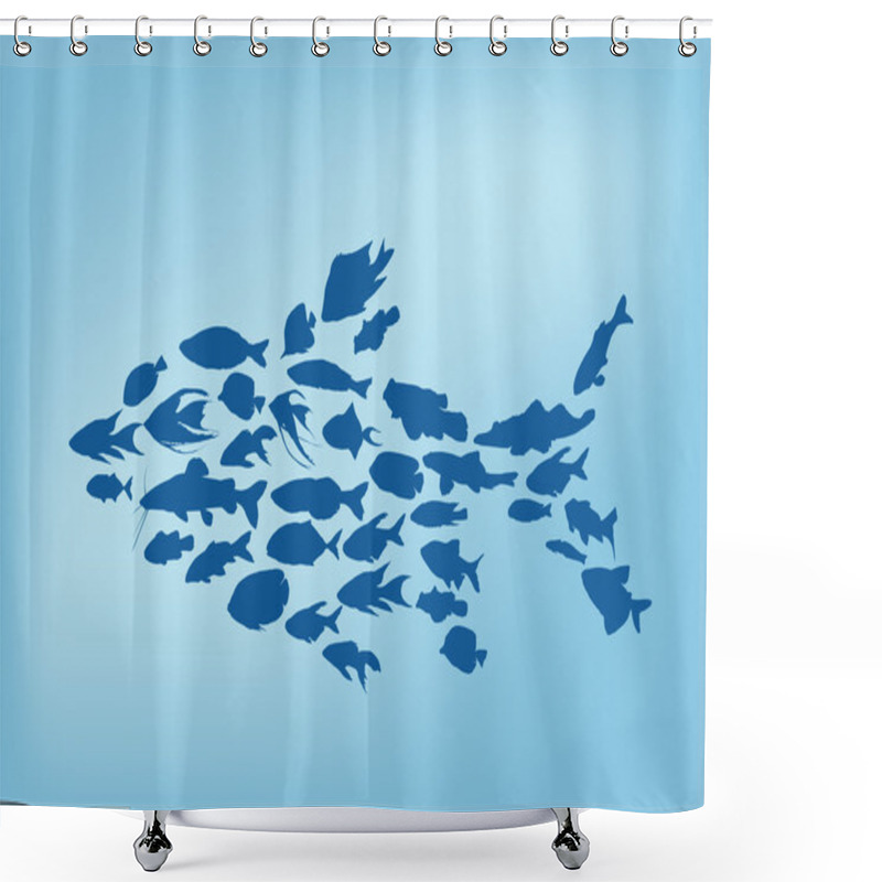 Personality  Complex Blue Fish Shower Curtains