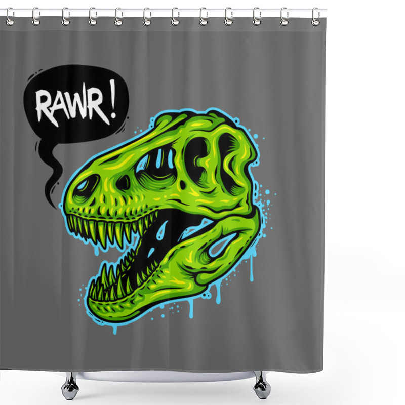 Personality  Illustration Of Dinosaur Skull Shower Curtains